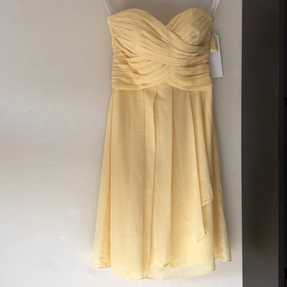 Yellow chiffon strapless dress size 0 NWT